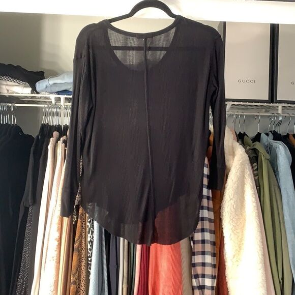 Rag and Bone Black Long Sleeve Sheer Scalloped Long Sleeve - Picture 2 of 4